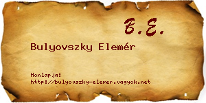 Bulyovszky Elemér névjegykártya